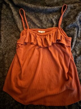Maurices Rust Orange Ruffle-Trim Spaghetti Strap Camisole